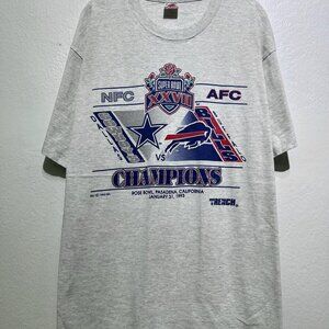 Vintage 90s NFL Super Bowl Dallas Cowboy vs Buffalo Bills 1992 T Shirt